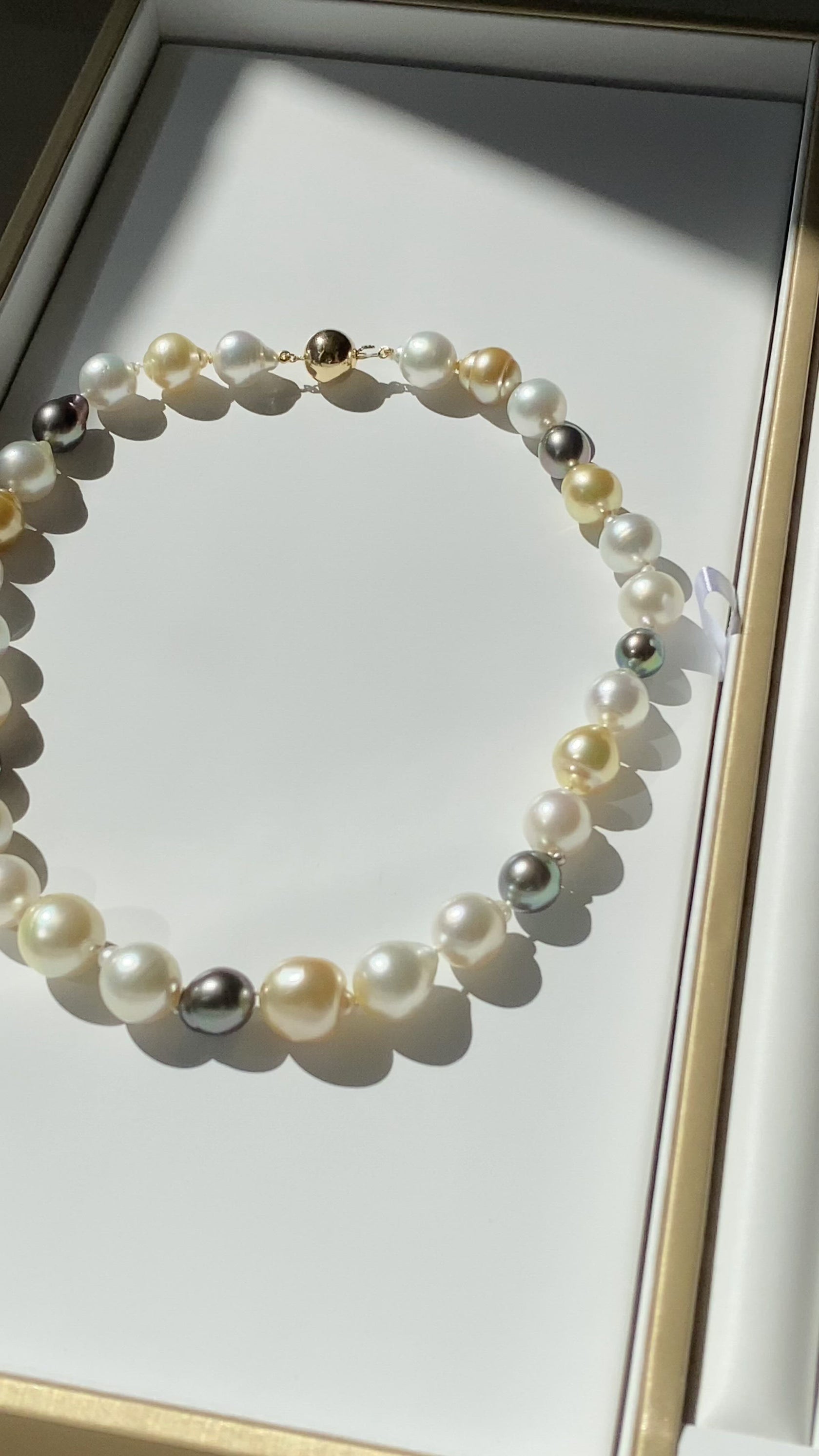 White, Gold and Black South Sea Pearl Strand