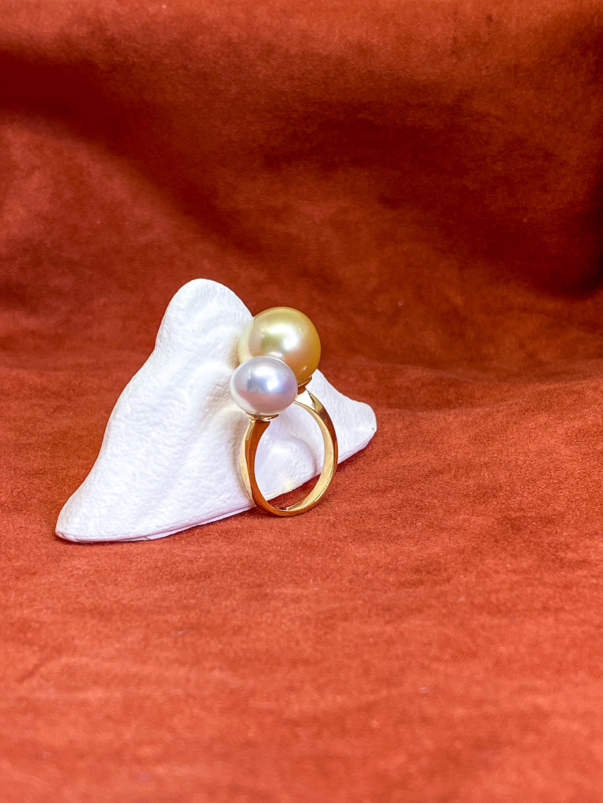 Gold South Sea with White South Sea Pearl Ring